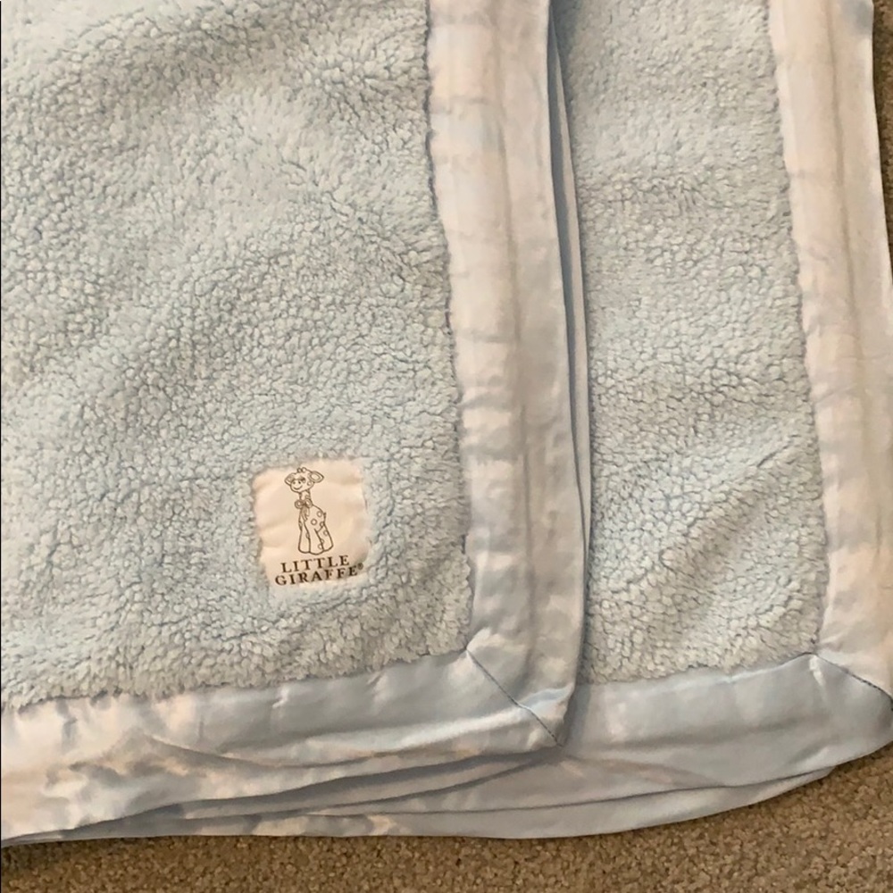 Little Giraffe plush blue baby blanket